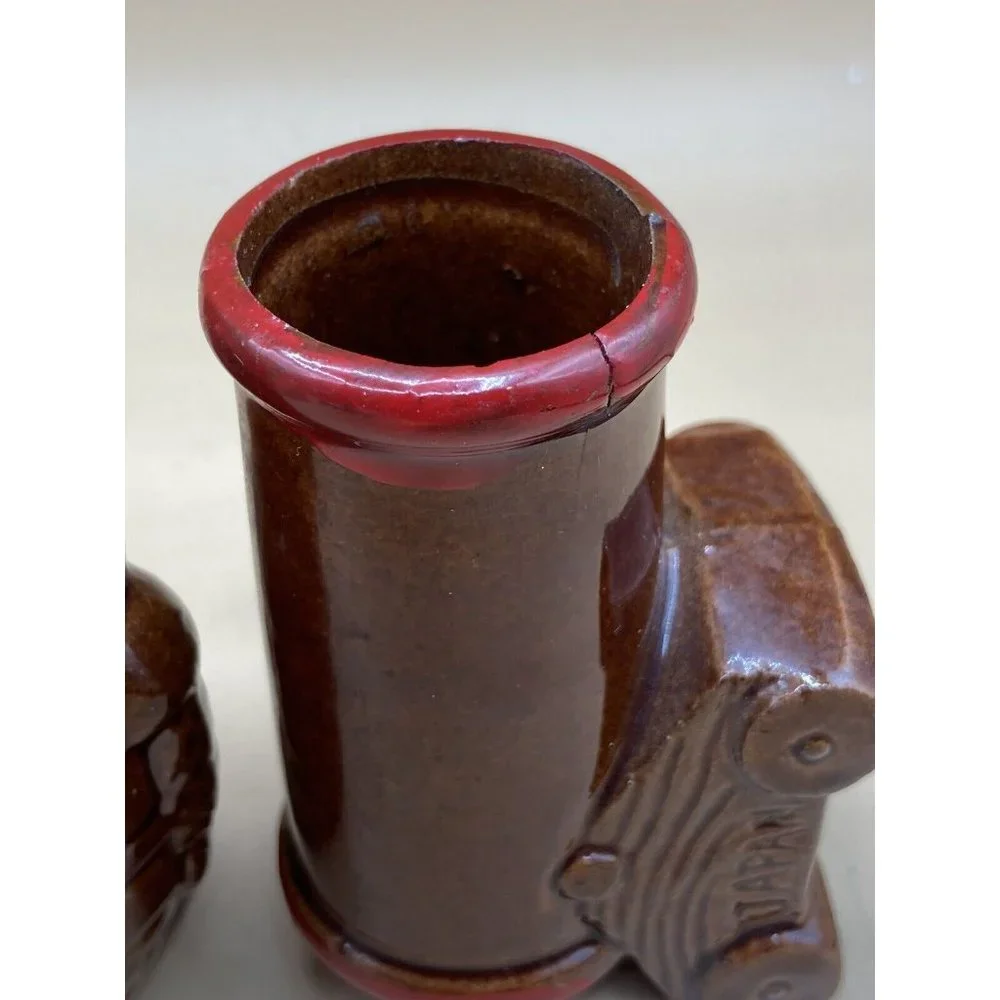 Vintage JAPANESE Red Ware Shot Glass Lot Gun Shot Big Shot Poor Shot LOT 3 READ